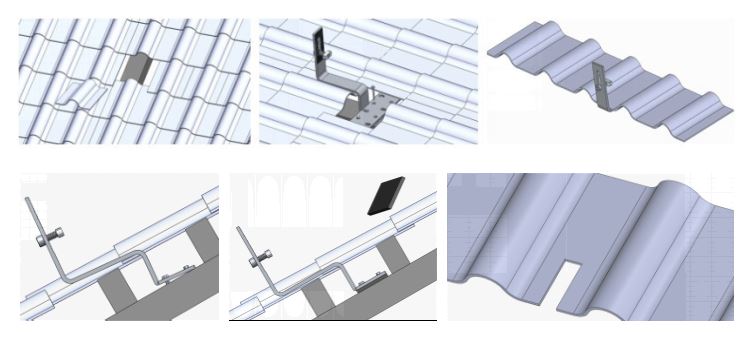 крюк монтаж сонячних панелей на черепичній покрівлі hook mounting solar panels on tile roof
